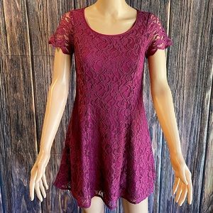 BCBGeneration purple floral lace a line dress size 4 summer flowy